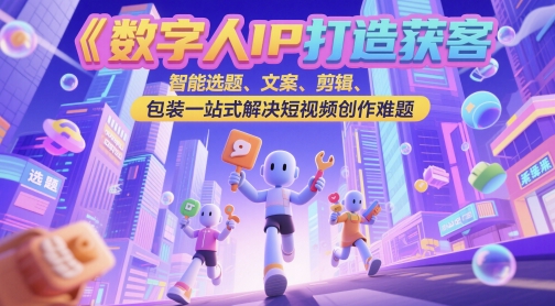 数字人IP打造获客变现实操课，智能选题、文案、剪辑、包装一站式解决短视频创作难题-hl998