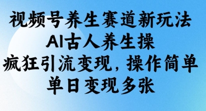 视频号养生赛道新玩法，AI古人养生操，疯狂引流变现，操作简单，单日变现多张-hl998