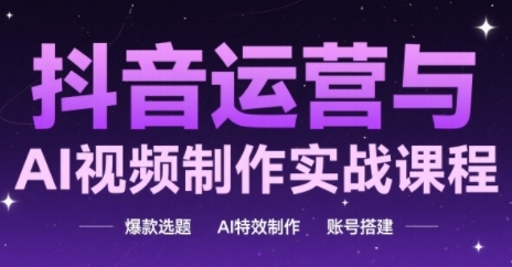 抖音运营与AI视频制作实战课程，爆款选题-AI特效制作-账号搭建-hl998