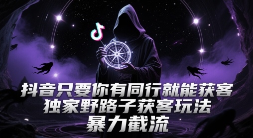 抖音只要你有同行就能获客，独家野路子获客玩法，暴力截流【揭秘】-hl998