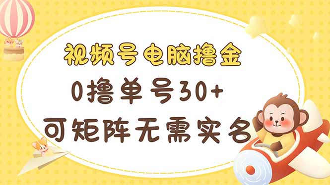视频号电脑撸金 0撸单号30+ 可矩阵 无需实名多号多得-hl998