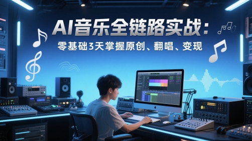 AI音乐全链路实战变现课：零基础3天掌握原创、翻唱、变现-hl998
