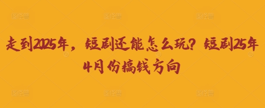走到2025年，短剧还能怎么玩？短剧25年4月份搞钱方向-hl998