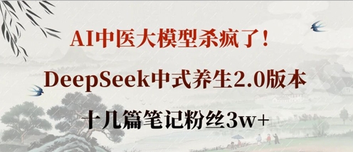 AI中医大模型杀疯了！DeepSeek中式养生2.0版本，十几篇笔记粉丝3w+-hl998