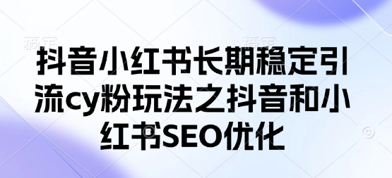 抖音小红书长期稳定引流cy粉玩法之抖音和小红书SEO优化-hl998