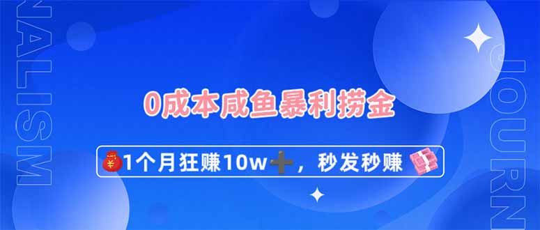 0成本闲鱼暴利捞金，1个月狂赚10W+，秒发秒赚新玩法-hl998
