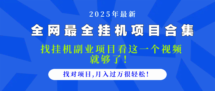 2025最全挂机项目合集 找项目看这一个视频就够了，做对项目月入过万很...-hl998