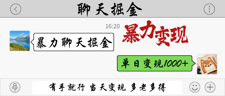 暴力聊天掘金 有手就行当天变现 多劳多得 单日变现1000+-hl998