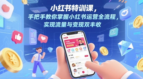 小红书特训课，手把手教你掌握小红书运营全流程，实现流量与变现双丰收-hl998