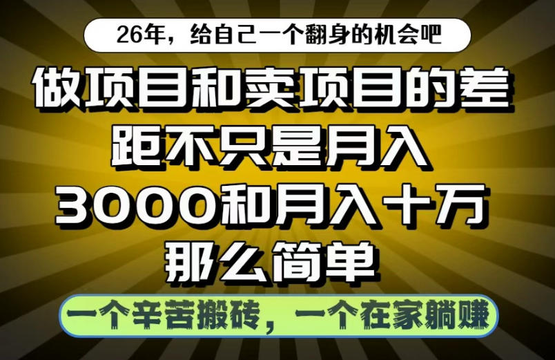 做项目和卖项目不只是月入3K和10W那么简单，一个努力搬砖，一个在家躺賺【揭秘】-hl998