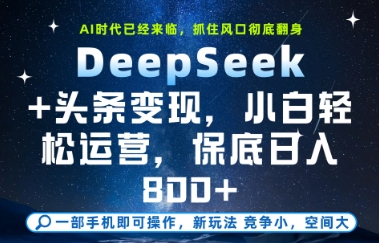 DeepSeek+头条变现，保姆级教学，小白轻松上手，日入8张+【揭秘】-hl998
