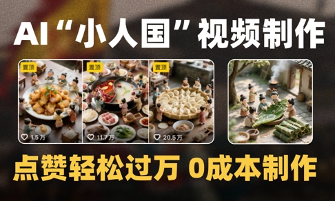 爆款1000W+播放微缩景观迷你小人国AI视频0成本制作全流程教学-hl998