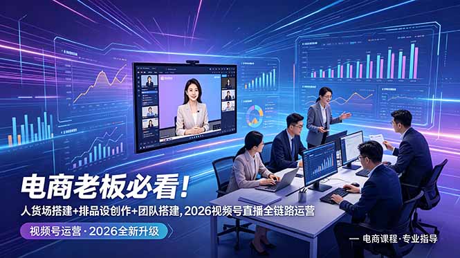 电商老板必看！人货场搭建+排品设计+素材创作+团队搭建，2026视频号直播全链路运营-hl998