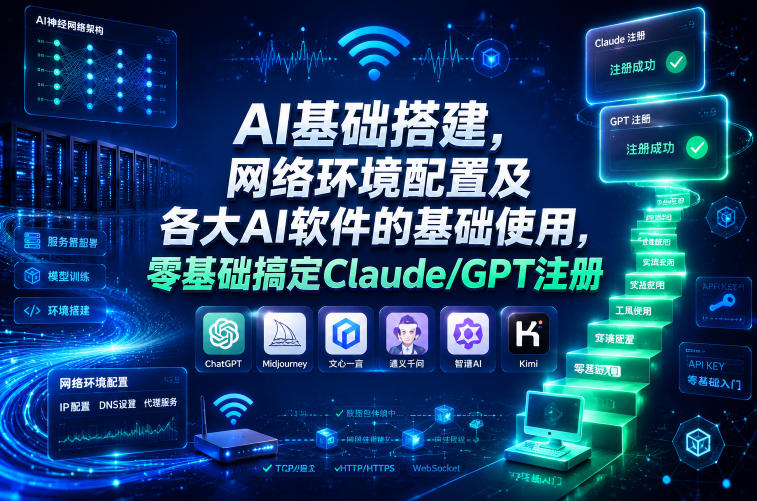 AI基础搭建，网络环境配置及各大AI软件的基础使用，零基础搞定Claude/GPT注册-hl998