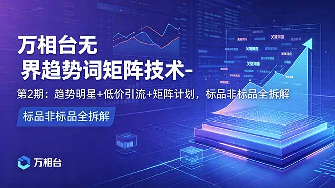 万相台无界趋势词矩阵技术-第2期：趋势明星+低价引流+矩阵计划，标品非标品全拆解-hl998