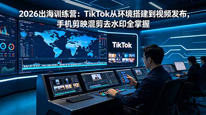 2026出海训练营：TikTok从环境搭建到视频发布，手机剪映混剪去水印全掌握-hl998