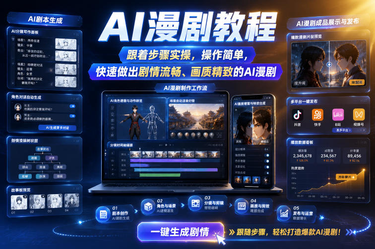 AI漫剧教程，跟着步骤实操，操作简单，快速做出剧情流畅、画质精致的AI漫剧-hl998