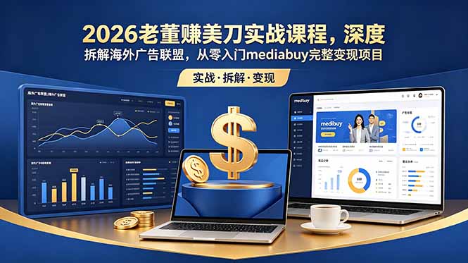 2026老董赚美刀实战课程，深度拆解海外广告联盟，从零入门mediabuy完整变现项目-hl998