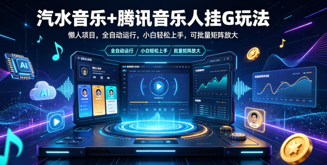 汽水音乐+腾讯音乐人挂G玩法，懒人项目，全自动运行，小白轻松上手，可批量矩阵放大【揭秘】-hl998