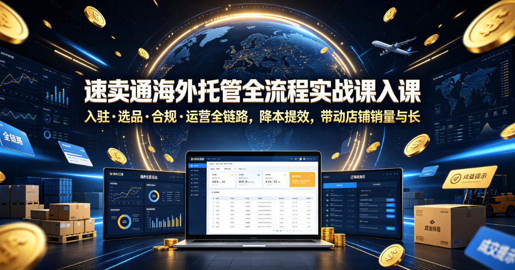 速卖通海外托管全流程实战课入驻・选品・合规・运营全链路，降本提效，带动店铺销量与收益增长-hl998