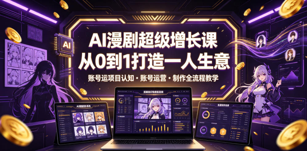 AI漫剧超级增长课，从0到1打造一人生意，项目认知・账号运营・制作全流程教学-hl998