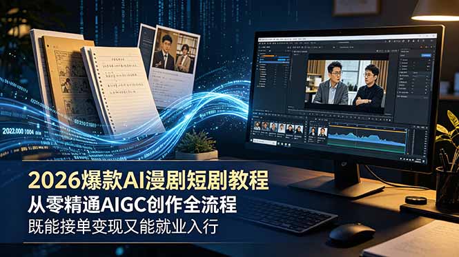 2026 爆款 AI 漫剧短剧教程 从零精通 AIGC 创作全流程 既能接单变现又能就业入行-hl998