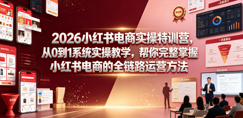 2026小红书电商实操特训营，从0到1系统实操教学，帮你完整掌握小红书电商的全链路运营方法-hl998