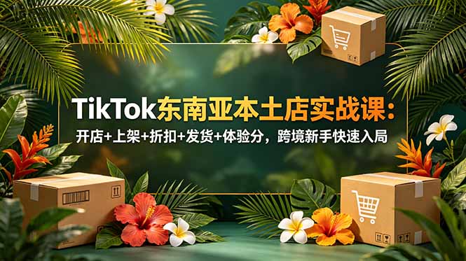 TikTok东南亚本土店实战课：开店+上架+折扣+发货+体验分，跨境新手快速入局-hl998
