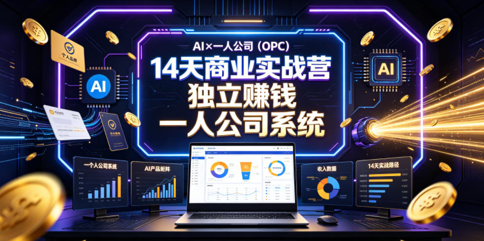 AI×一人公司(OPC)14天商业实战营，用AI帮你搭建一个属于你自己的、能独立賺钱的一人公司系统-hl998