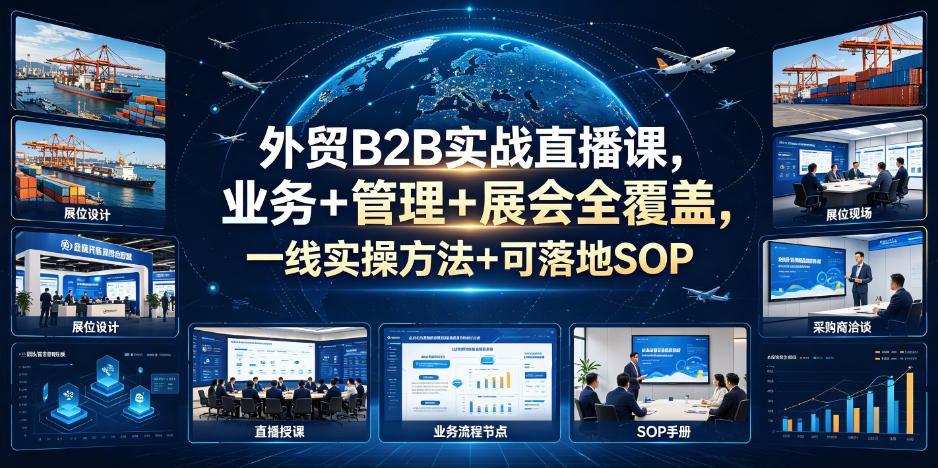 外贸B2B实战直播课，业务+管理+展会全覆盖，一线实操方法+可落地SOP-hl998
