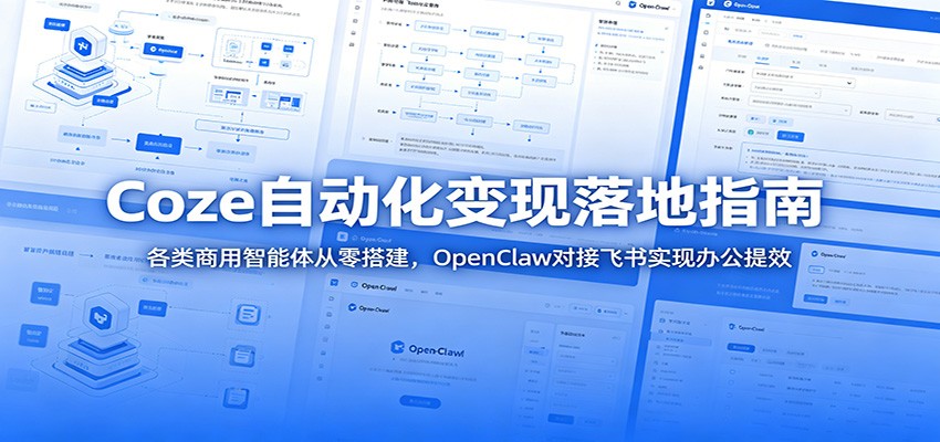 Coze自动化变现落地指南：各类商用智能体从零搭建，OpenClaw对接飞书实现办公提效-hl998