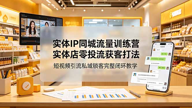 实体IP同城流量训练营：实体店零投流获客打法，短视频引流私域锁客完整闭环教学-hl998