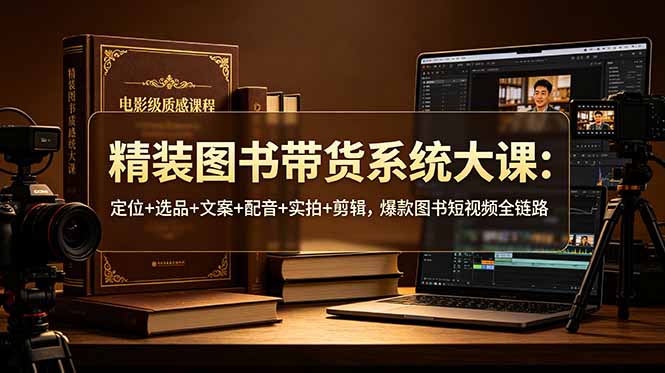 精装图书带货系统大课：定位+选品+文案+配音+实拍+剪辑，爆款图书短视频全链路-hl998