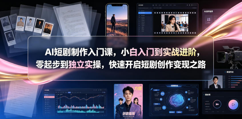 AI短剧制作入门课，小白入门到实战进阶，零起步到独立实操，快速开启短剧创作变现之路-hl998