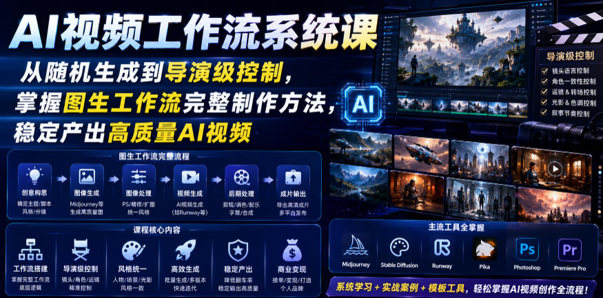 AI视频工作流系统课，从随机生成到导演级控制，掌握图生工作流完整制作方法，稳定产出高质量AI视频-hl998