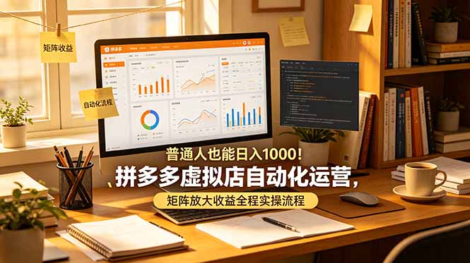 普通人也能日入 1000！拼多多虚拟店自动化运营，矩阵放大收益全程实操流程-hl998