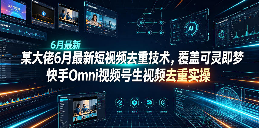 某大佬6月最新短视频去重技术，覆盖可灵即梦快手Omni视频号生视频去重实操-hl998