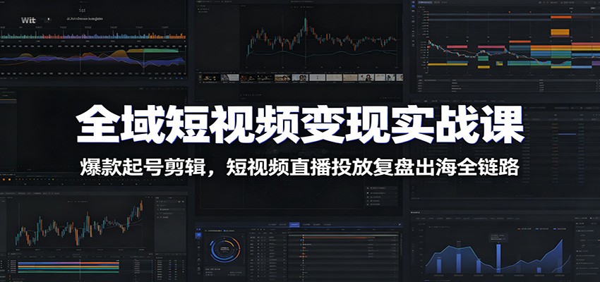 全域短视频变现实战课：爆款起号剪辑，短视频直播投放复盘出海全链路-hl998