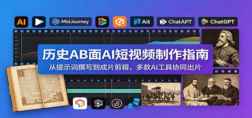 历史AB面AI短视频制作指南：从提示词撰写到成片剪辑，多款AI工具协同出片-hl998
