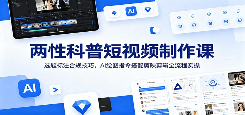 两性科普短视频制作课：选题标注合规技巧，AI绘图指令搭配剪映剪辑全流程实操-hl998