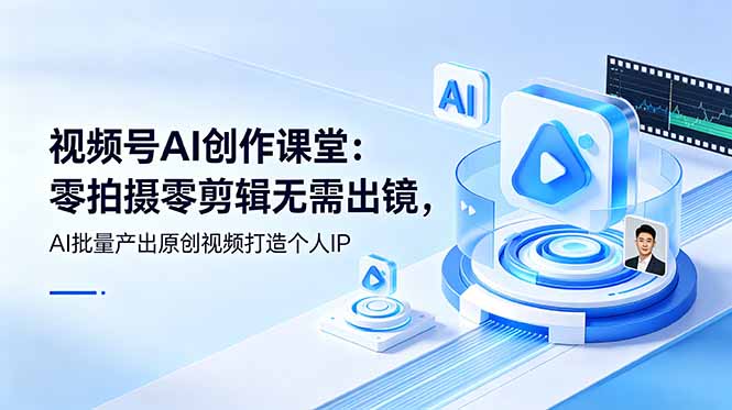 视频号AI创作课堂：零拍摄零剪辑无需出镜，AI批量产出原创视频打造个人IP-hl998
