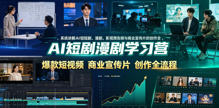 AI短剧漫剧学习营，系统讲解AI短剧、漫剧、影视预告片、爆款短视频与商业宣传片的创作全流程-hl998