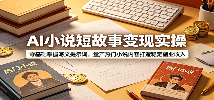 AI小说短故事变现实操：零基础掌握写文提示词，量产热门小说内容打造稳定副业收入-hl998
