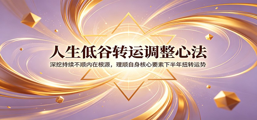 人生低谷转运调整心法：深挖持续不顺内在根源，理顺自身核心要素下半年扭转运势-hl998