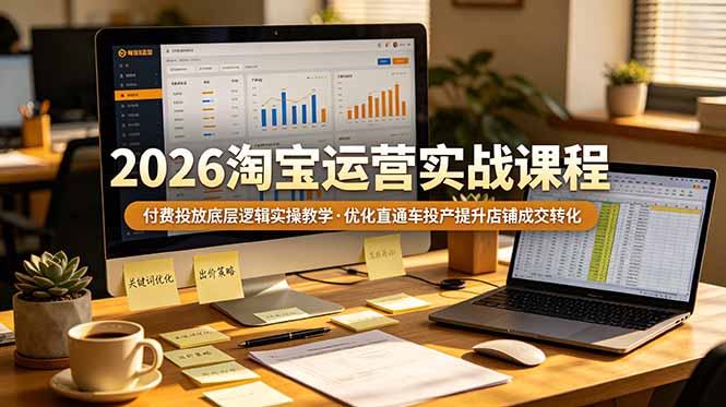 2026 淘宝运营实战课程，付费投放底层逻辑实操教学，优化直通车投产提升店铺成交转化-hl998