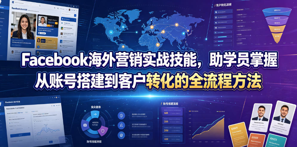 Facebook海外营销实战技能，助学员掌握从账号搭建到客户转化的全流程方法-hl998