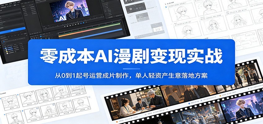 零成本AI漫剧变现实战：从0到1起号运营成片制作，单人轻资产生意落地方案-hl998