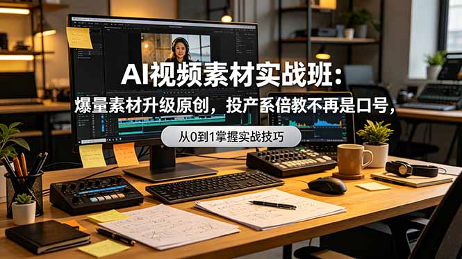 AI视频素材实战班：爆量素材升级原创，投产翻倍不再是口号，0-1系统教学实战落地-hl998
