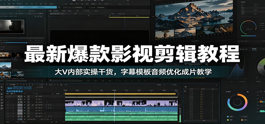最新爆款影视剪辑教程：大V内部实操干货，字幕模板音频优化成片教学-hl998