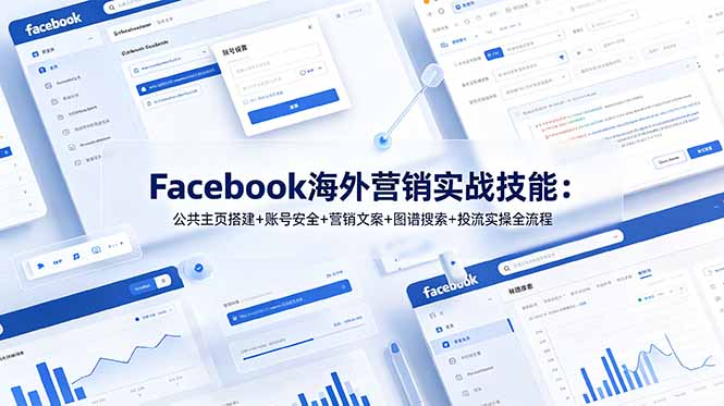 Facebook海外营销实战技能：公共主页搭建+账号安全+营销文案+图谱搜索+投流实操全流程-hl998